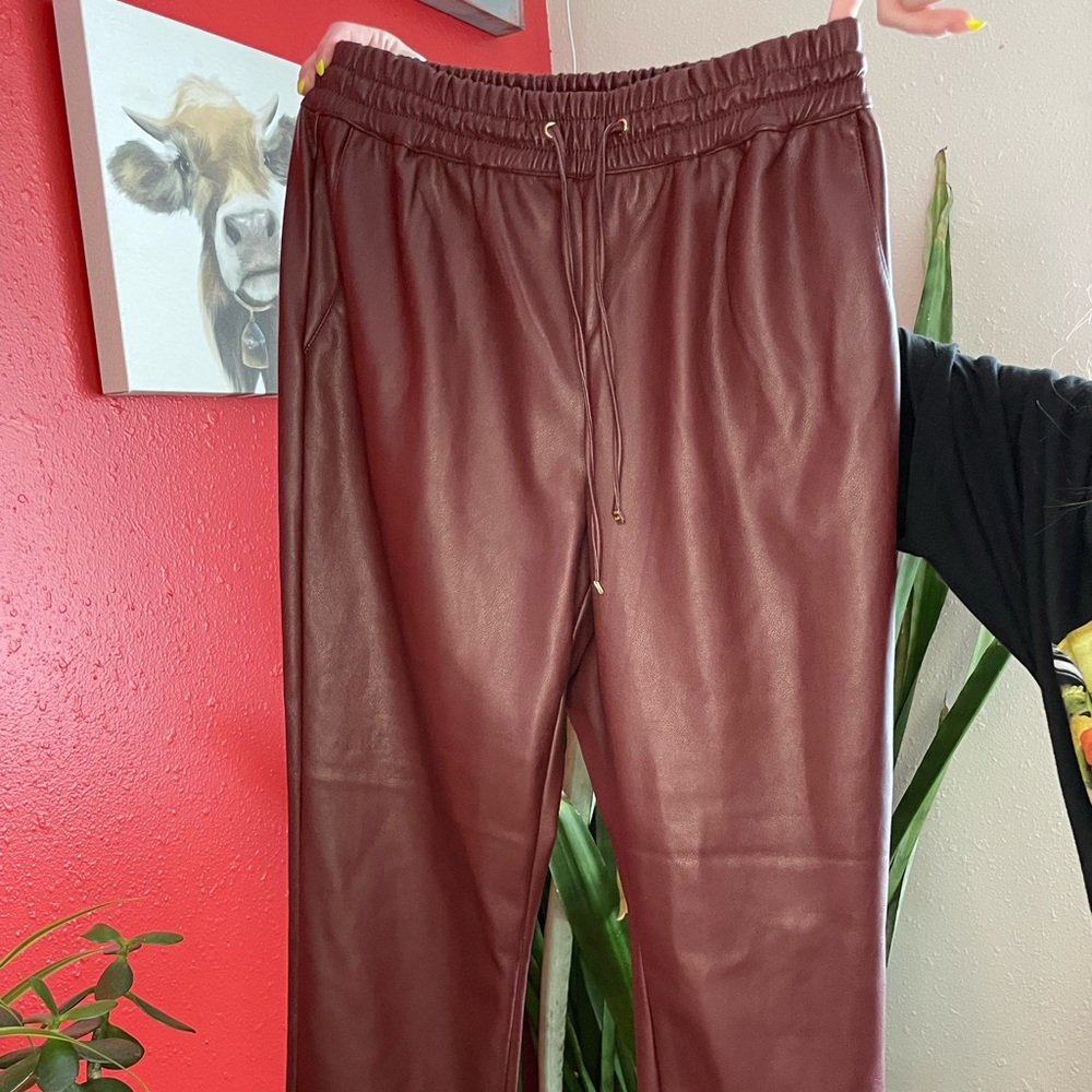 Leather faux pants